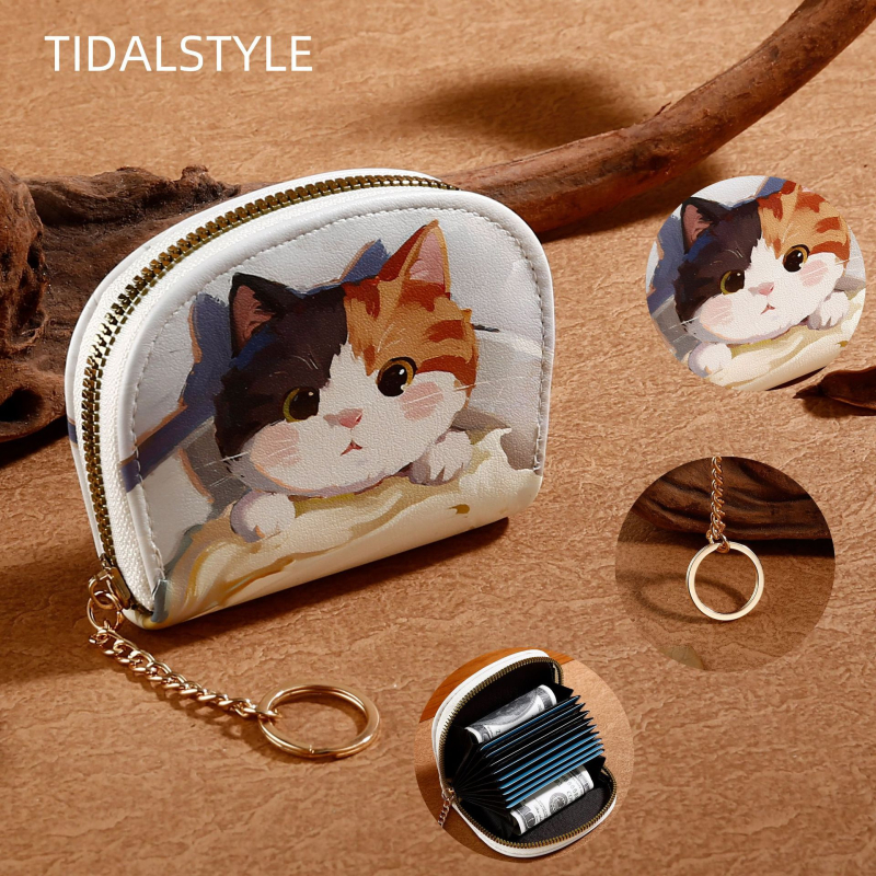 Novčanik za novčiće s životinjskim uzorkom, PU materijal, gradski minimalistički stil, za žene, Tidalstyle