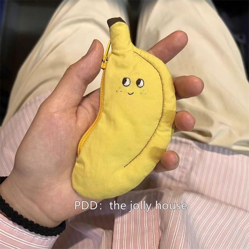 Banana-oblik novčanik za sitniš s privjeskom crtić djevojke, poliester materijal, stil zrela žena, marka Drugo, za kućno skladištenje
