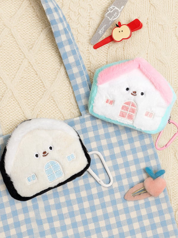 Портмоне за монети с форма на къща, от полиестер, еднотонна текстура, чанта за слушалки и кабели, лека и удобна, висулка за ученическа раница за момичета