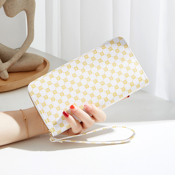 Ženski dugački novčanik sa zipom, pretinac za kartice i džep za telefon, PVC, jednobojni uzorak, podstava od sintetičke kože, proljeće 2024, ultra lagan