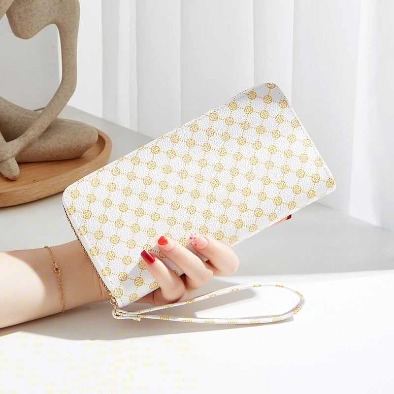 Ženski dugački novčanik sa zipom, pretinac za kartice i džep za telefon, PVC, jednobojni uzorak, podstava od sintetičke kože, proljeće 2024, ultra lagan
