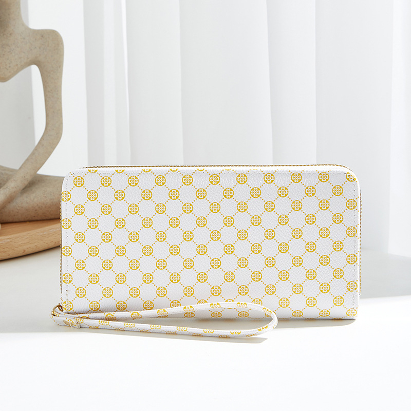 Ženski dugački novčanik sa zipom, pretinac za kartice i džep za telefon, PVC, jednobojni uzorak, podstava od sintetičke kože, proljeće 2024, ultra lagan