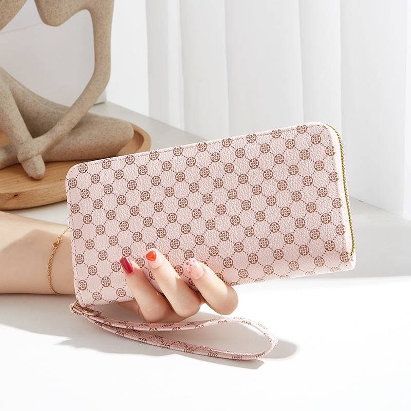 Ženski dugački novčanik sa zipom, pretinac za kartice i džep za telefon, PVC, jednobojni uzorak, podstava od sintetičke kože, proljeće 2024, ultra lagan