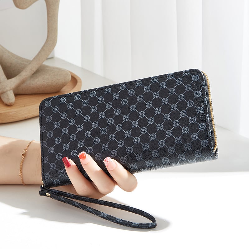 Ženski dugački novčanik sa zipom, pretinac za kartice i džep za telefon, PVC, jednobojni uzorak, podstava od sintetičke kože, proljeće 2024, ultra lagan