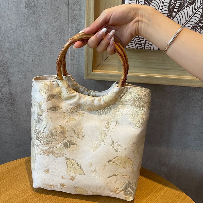 Poliészter jacquard kézitáska, retro stílusú esküvői kiegészítő, velúr bélés