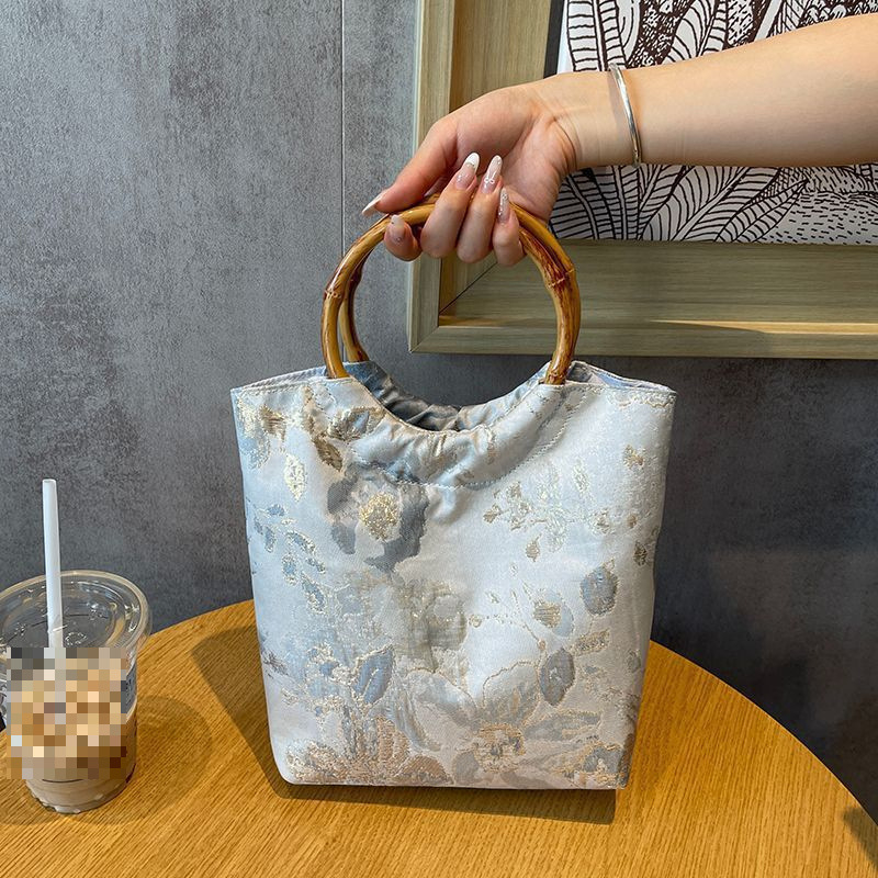 Poliészter jacquard kézitáska, retro stílusú esküvői kiegészítő, velúr bélés