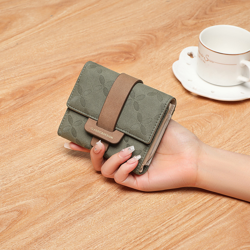 Portofel pliabil pentru femei cu mai multe compartimente pentru carduri, ultra ușor, piele sintetică din microfibră, stil street fashion, model floral, căptușeală PU, toamna 2025