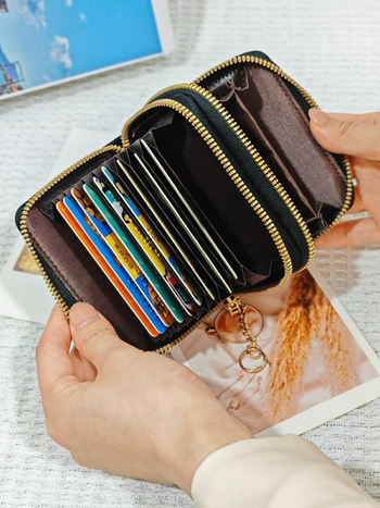 Portofel pentru carduri femei - Piele PU; Model cu albinuță; Stil de afaceri pentru naveta zilnică; Căptușeală PU; Spațiu pentru carduri