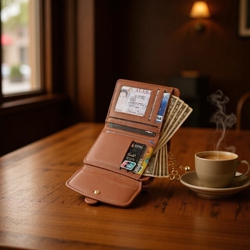 Γυναικείος διπλωτός πορτοφόλι από PU δέρμα, αστική λιτή σχεδίαση, επένδυση από συνθετικό δέρμα, Άνοιξη 2025, διευρυμένη χωρητικότητα