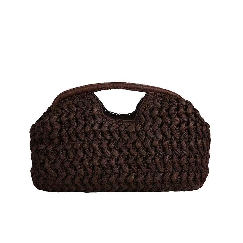Slamnata clutch torba za plažu i putovanja — urbani minimalistički stil, proljeće 2025, podstava poliester