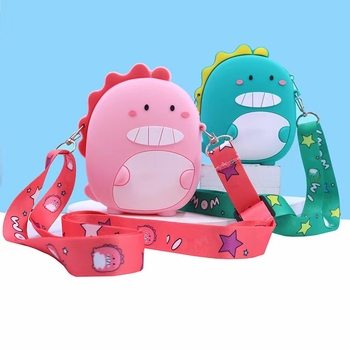 Silikonski novčanik za kovanice s dinosaurom u anime stilu, japanskog stila, cross-body torba, unisex, svakodnevna uporaba