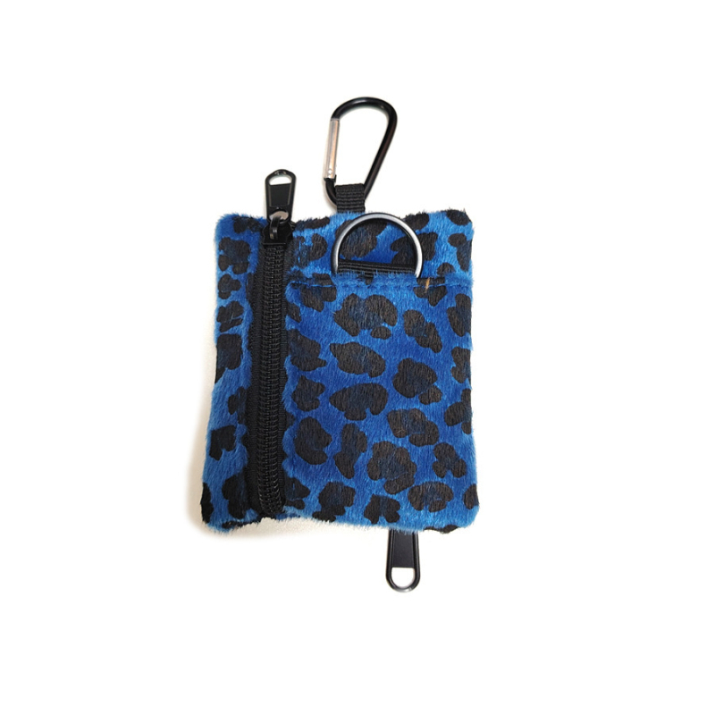 Punguță pentru monede din pluș, cu imprimeu leopard, pentru femei, spațiu extins și buzunare pentru carduri