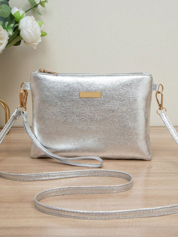 Ženska PU torbica, stil kovert, crossbody, horizontalni kvadratni oblik, zatvarač, džep za mobitel