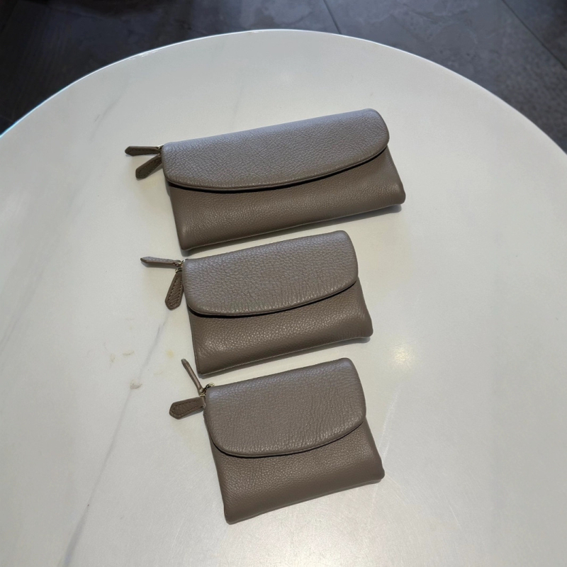 Portofel lung pentru femei, din piele naturală, cu mai multe compartimente pentru carduri, închidere cu capse, stil geantă subraț, piele de vită de primă linie