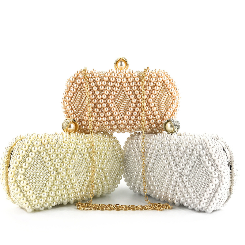 Clutch od perli, ručna izrada, horizontalni kvadratni oblik, zaključavanje, poliester podstava