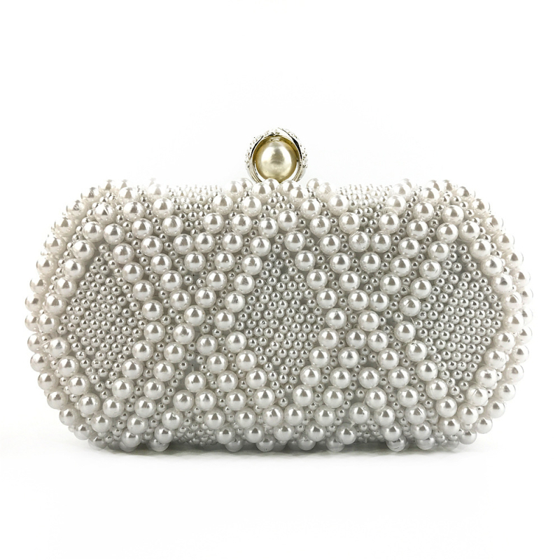 Clutch od perli, ručna izrada, horizontalni kvadratni oblik, zaključavanje, poliester podstava