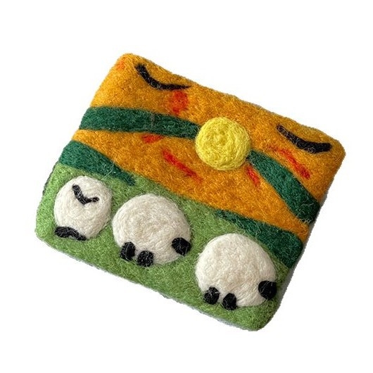 Portofel pentru monede și husă pentru cardul de autobuz, din fetru, cu căptușeală din nailon, design animal jucăuș