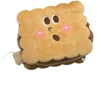 Plišani novčanik za kovance s crtićem keksa – ulični stil, unisex, podstava od poliestera, pohranjivanje kovanceva