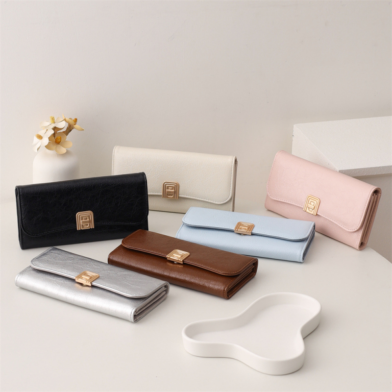 PRETTYZYS Dugi novčanik - Urbani minimalistički stil, PU koža, 3 preklopa, Proširiv, Za svakodnevnu uporabu