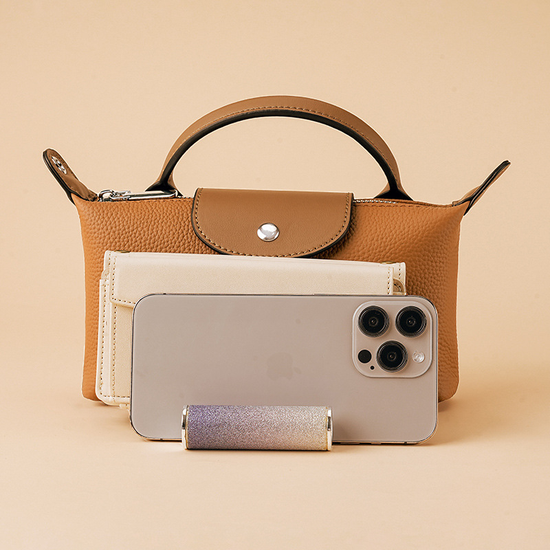 Ženska kožna torbica za telefon s naramenicom preko tijela, kvadratnog oblika, prava koža, gornji sloj teleće kože, višenamjenski novčanik