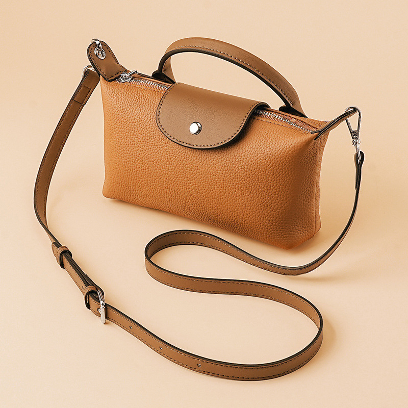 Ženska kožna torbica za telefon s naramenicom preko tijela, kvadratnog oblika, prava koža, gornji sloj teleće kože, višenamjenski novčanik