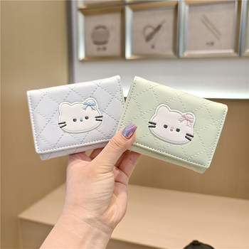 Dane portofel mini pentru uz zilnic – stil desen animat, model cu animale, piele PU, căptușeală poliester-bumbac, ușor, durabil, anti-furt, extensibil, potrivit pentru depozitare.