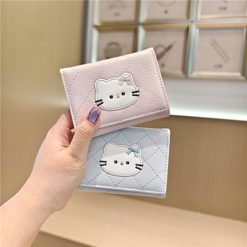 Dane portofel mini pentru uz zilnic – stil desen animat, model cu animale, piele PU, căptușeală poliester-bumbac, ușor, durabil, anti-furt, extensibil, potrivit pentru depozitare.