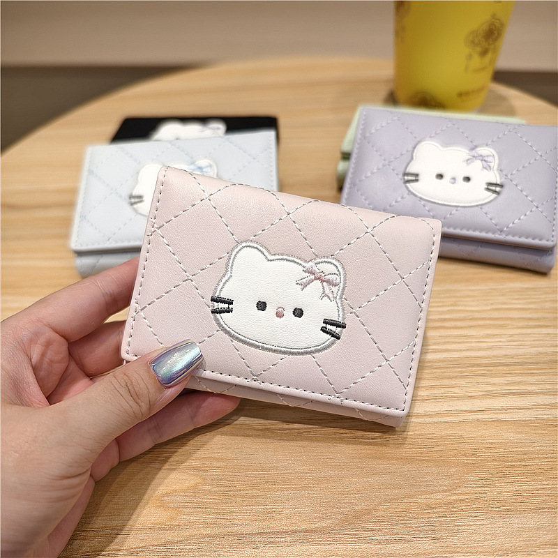 Dane portofel mini pentru uz zilnic – stil desen animat, model cu animale, piele PU, căptușeală poliester-bumbac, ușor, durabil, anti-furt, extensibil, potrivit pentru depozitare.