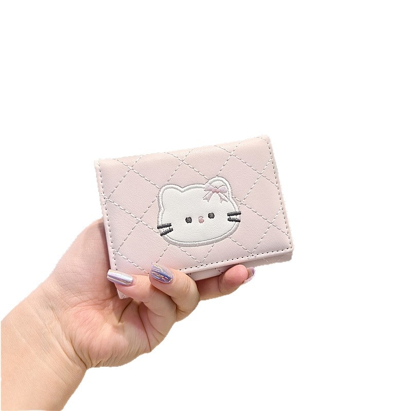 Dane portofel mini pentru uz zilnic – stil desen animat, model cu animale, piele PU, căptușeală poliester-bumbac, ușor, durabil, anti-furt, extensibil, potrivit pentru depozitare.