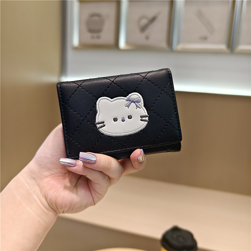 Dane portofel mini pentru uz zilnic – stil desen animat, model cu animale, piele PU, căptușeală poliester-bumbac, ușor, durabil, anti-furt, extensibil, potrivit pentru depozitare.