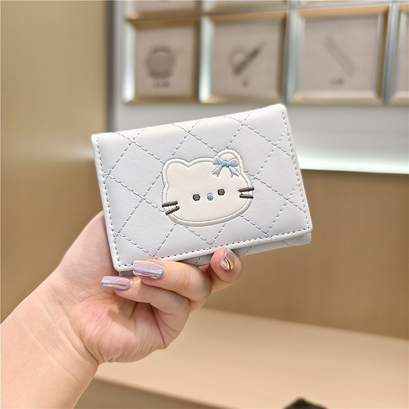 Dane portofel mini pentru uz zilnic – stil desen animat, model cu animale, piele PU, căptușeală poliester-bumbac, ușor, durabil, anti-furt, extensibil, potrivit pentru depozitare.