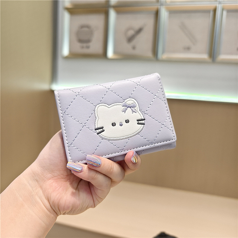 Dane portofel mini pentru uz zilnic – stil desen animat, model cu animale, piele PU, căptușeală poliester-bumbac, ușor, durabil, anti-furt, extensibil, potrivit pentru depozitare.