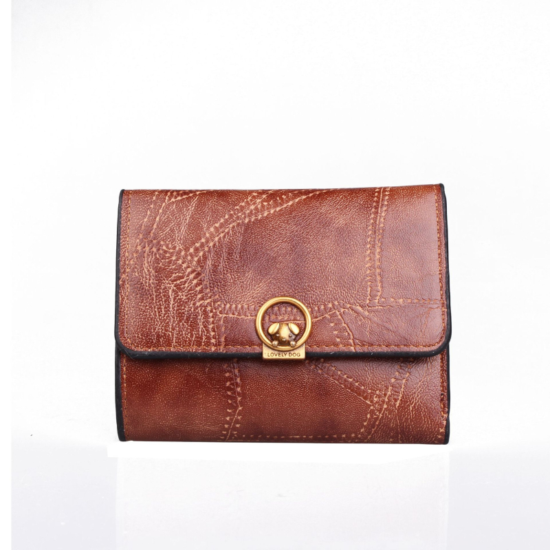 Portofel dama din PU piele, cu model animal, stil coreean, închidere cu capac, compartiment pentru bancnote, buzunar pentru monede și compartimente pentru carduri