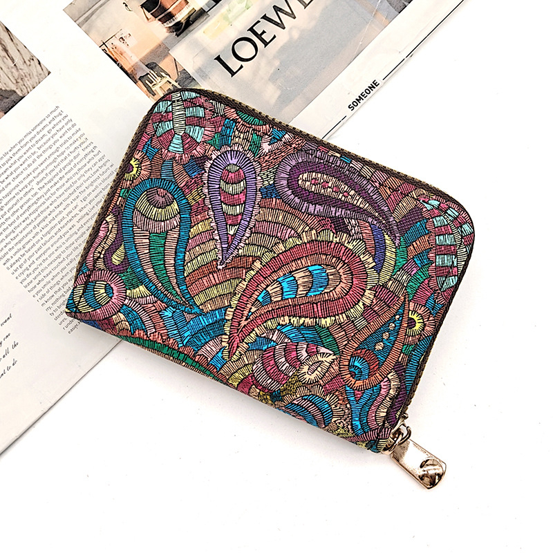 Кожен калъф за карти с акордеонен дизайн, модел на линии, унисекс, ретро стил, водоустойчив