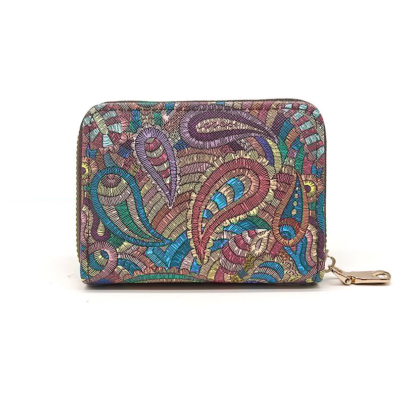 Кожен калъф за карти с акордеонен дизайн, модел на линии, унисекс, ретро стил, водоустойчив