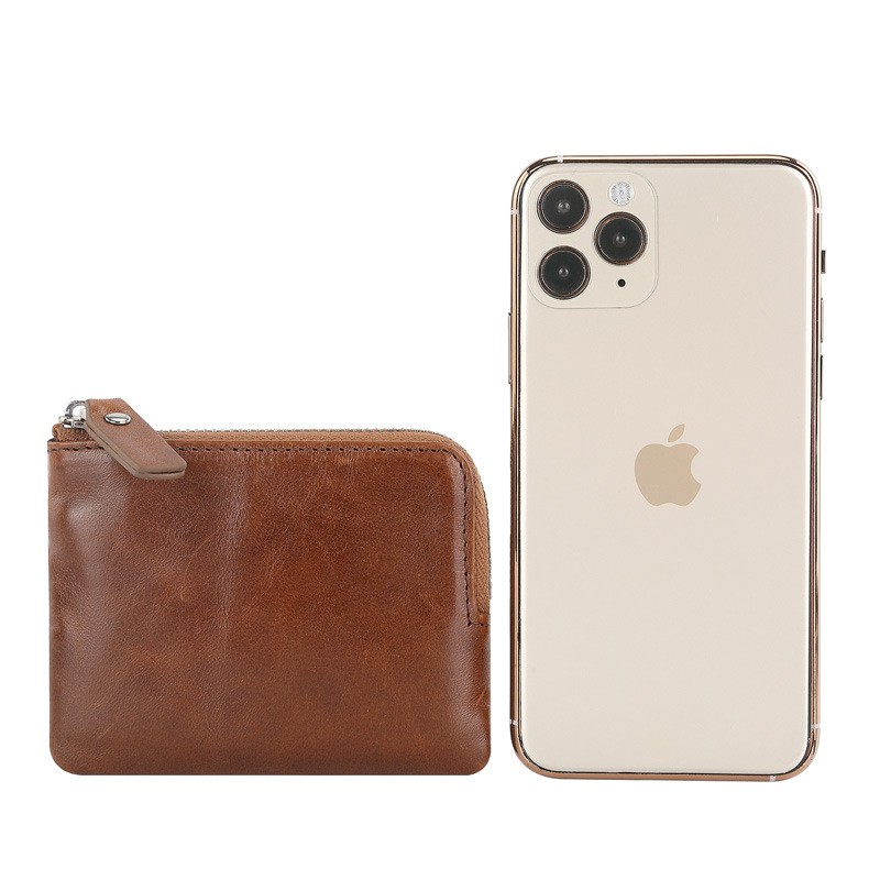Novčanik za kovance - od prave kože, prvi sloj teleće kože, prugasti uzorak, unisex, QB2205