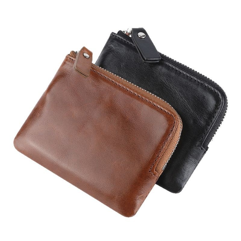 Novčanik za kovance - od prave kože, prvi sloj teleće kože, prugasti uzorak, unisex, QB2205