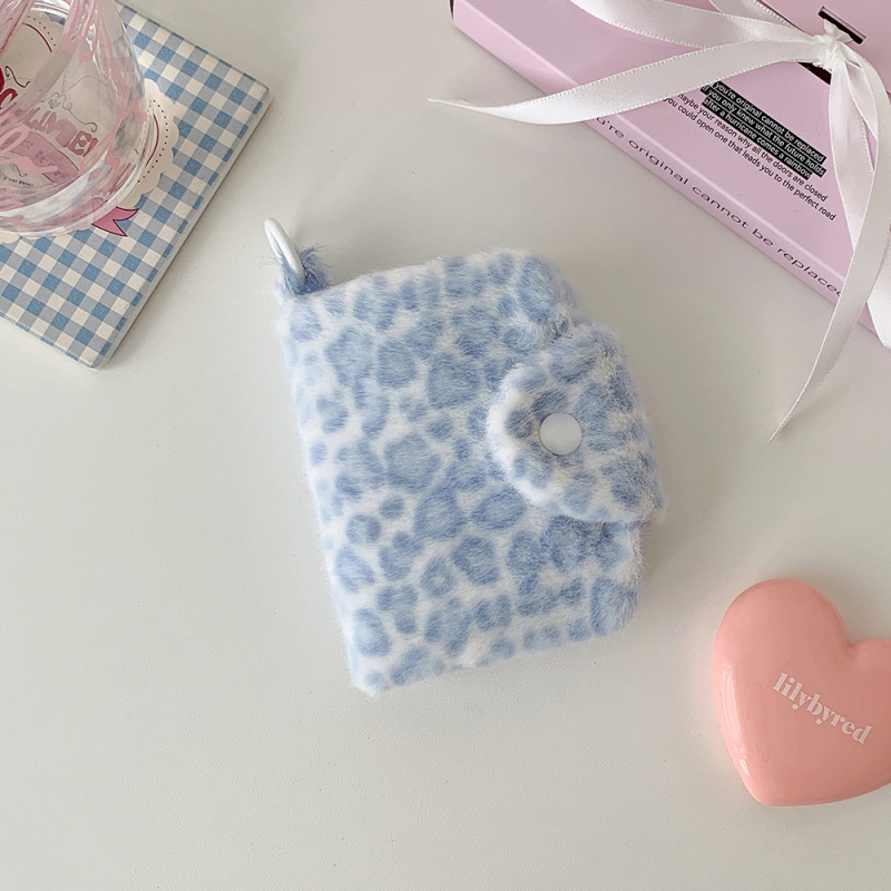 HISOCUTE Plišani ženski novčanik za kovanice s leopard uzorkom, bi-fold držač kartica, Zima 2025