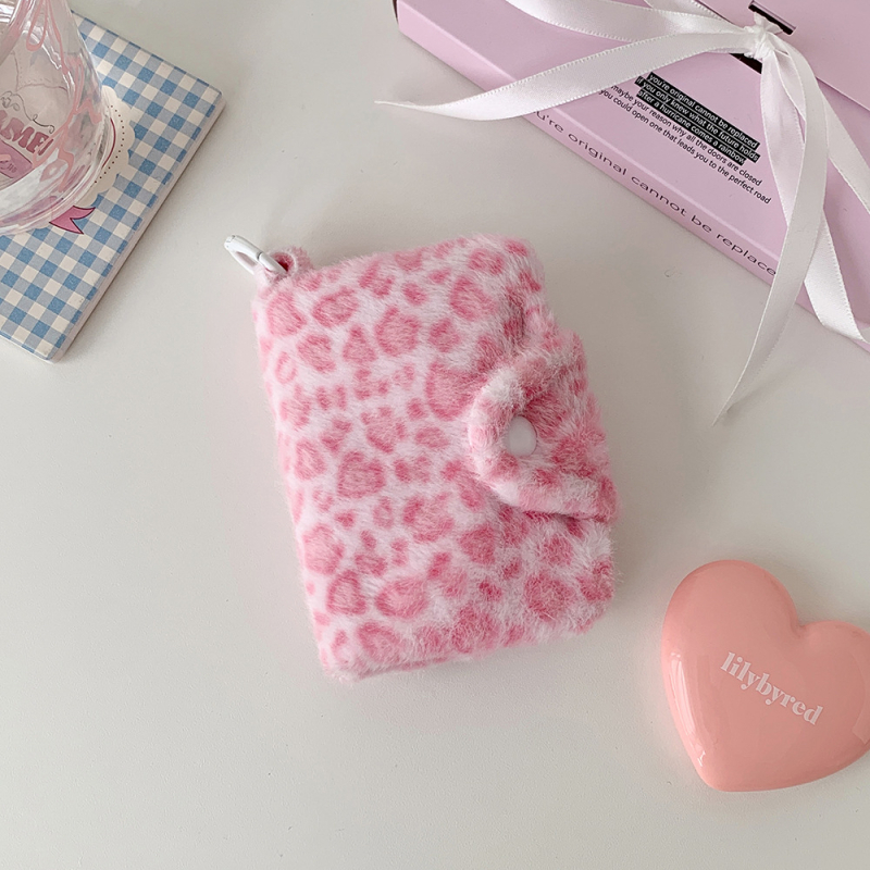 HISOCUTE Plišani ženski novčanik za kovanice s leopard uzorkom, bi-fold držač kartica, Zima 2025