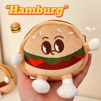 Novčanik za kovanice s uzorkom hamburgera, od tkanine, poliester podstava, unisex stil, za pohranu kovanica