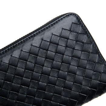 Portofel lung din piele de capră, lucrat manual, cu fermoar, capacitate mare pentru telefon