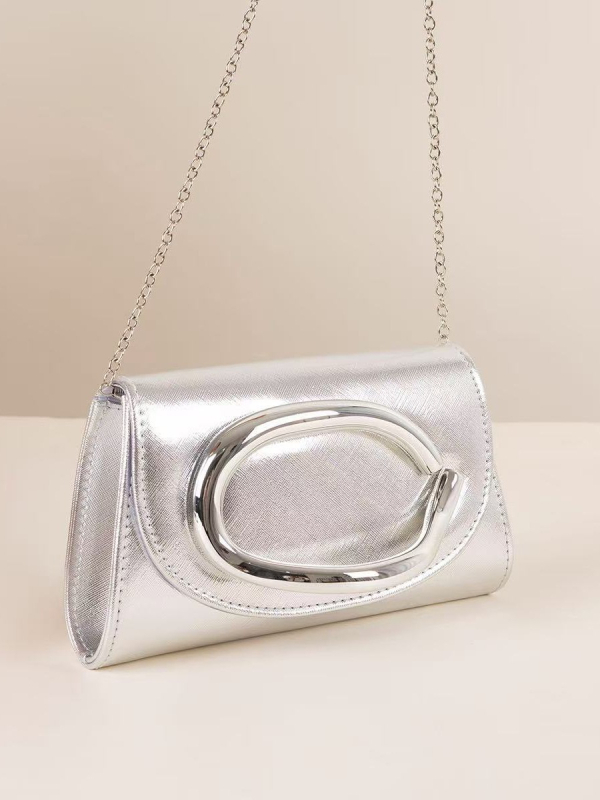 PU box clutch torba, vodoravni kvadratni oblik, magnetsko zatvaranje, podstava od poliestera, pretinac za ID, ljeto 2025