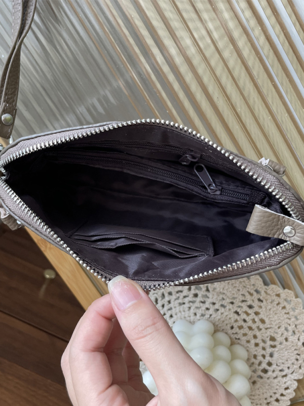 Admire ženska torbica od prave kože, crossbody, horizontalan kvadratni oblik, zatvaranje na zip, laminirani unutarnji džep, poliester podstava