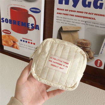 Novčanik za kovanice, minimalistički gradski dizajn, uzorak s slovima, pamukovo platno, podstava poliester