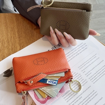 Γυναικεία θήκη για κέρματα από γνήσιο δέρμα πρώτης στρώσης, επένδυση πολυεστέρα, λειτουργία επέκτασης