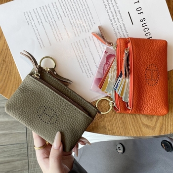 Γυναικεία θήκη για κέρματα από γνήσιο δέρμα πρώτης στρώσης, επένδυση πολυεστέρα, λειτουργία επέκτασης