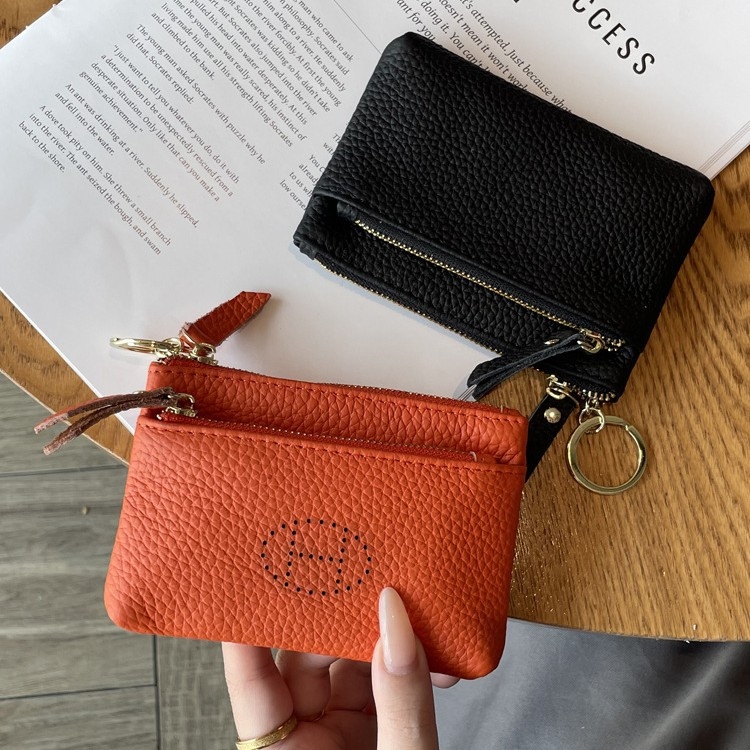 Γυναικεία θήκη για κέρματα από γνήσιο δέρμα πρώτης στρώσης, επένδυση πολυεστέρα, λειτουργία επέκτασης