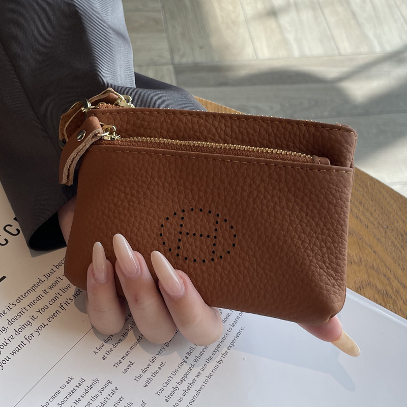 Γυναικεία θήκη για κέρματα από γνήσιο δέρμα πρώτης στρώσης, επένδυση πολυεστέρα, λειτουργία επέκτασης