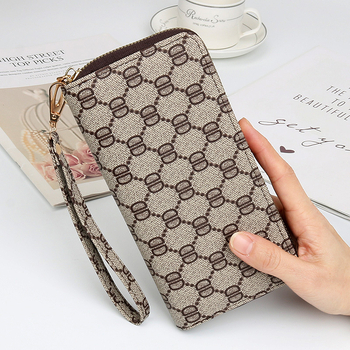 Ya Shuang Duga ženska novčanik s zatvaračem od PU kože, geometrijski uzorak, poliesterska podstava, svakodnevni clutch stil