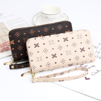 Ya Shuang Duga ženska novčanik s zatvaračem od PU kože, geometrijski uzorak, poliesterska podstava, svakodnevni clutch stil
